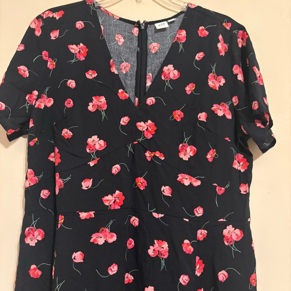 Gap + Short Sleeve Black/Pink Floral Print Fit and Flare Dress 16 - Picture 11 of 15